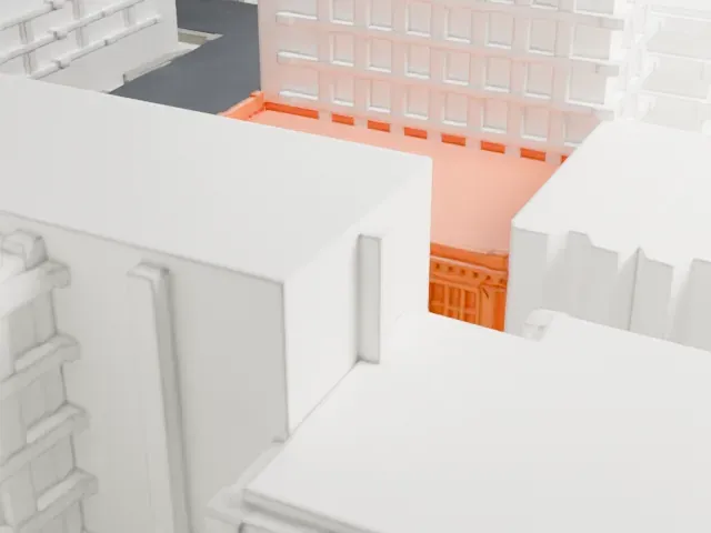 Public Bath No. 7 model, South view