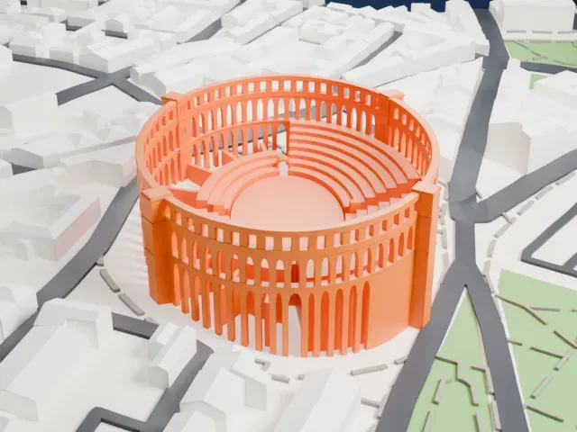 Pula Arena model, North view