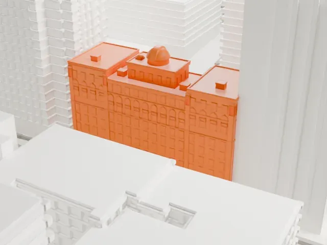 Pupin Hall model, North view
