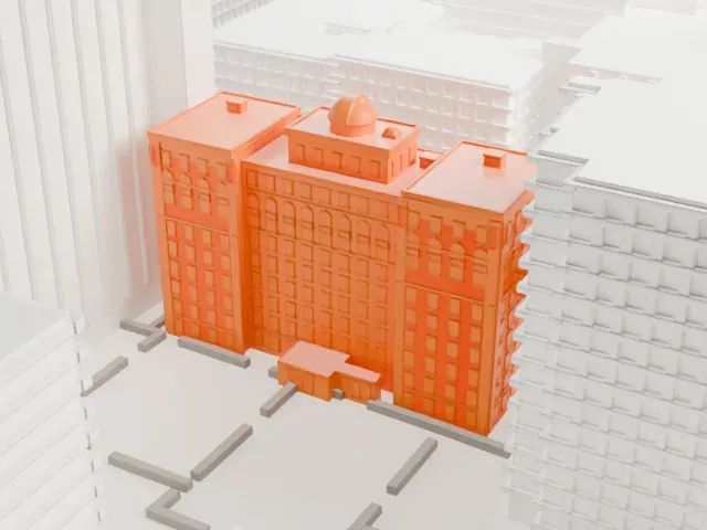 Pupin Hall model, South view