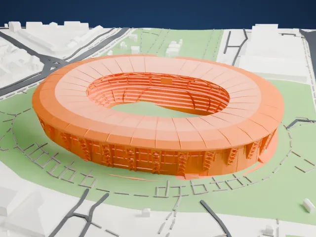 Puskás Aréna model, West view
