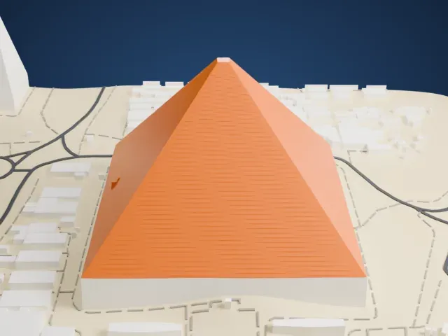 Pyramids of Giza model, East view