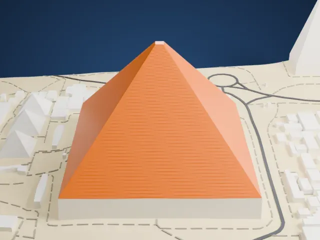Pyramids of Giza model, North view