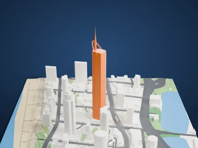 Q1 Tower model, North view