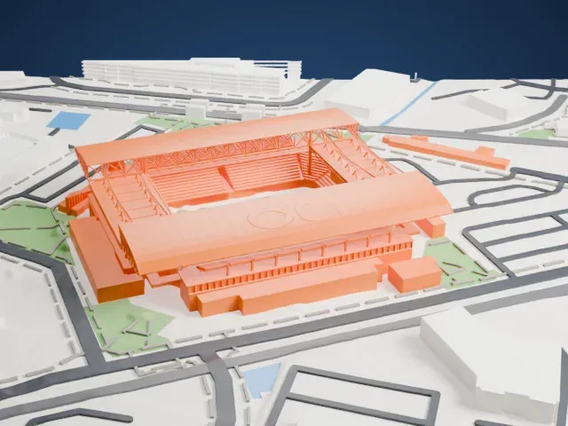 Q2 Stadium model, West view