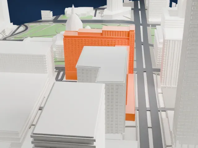 Queen Elizabeth Hotel model, North view