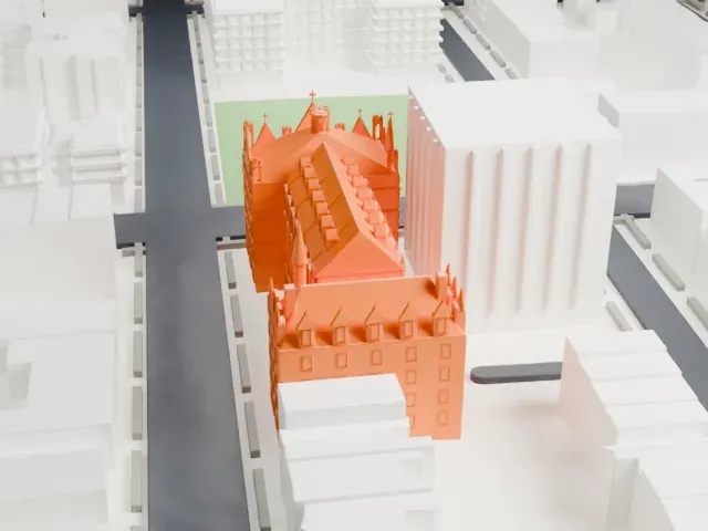 Queen of All Saints Church, Brooklyn model, North view