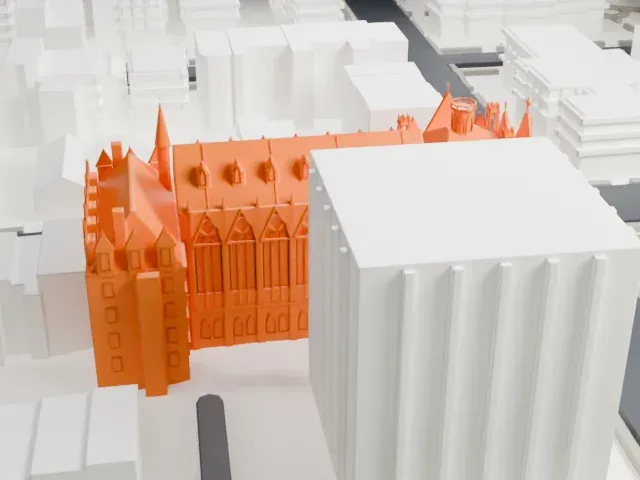 Queen of All Saints Church, Brooklyn model, West view