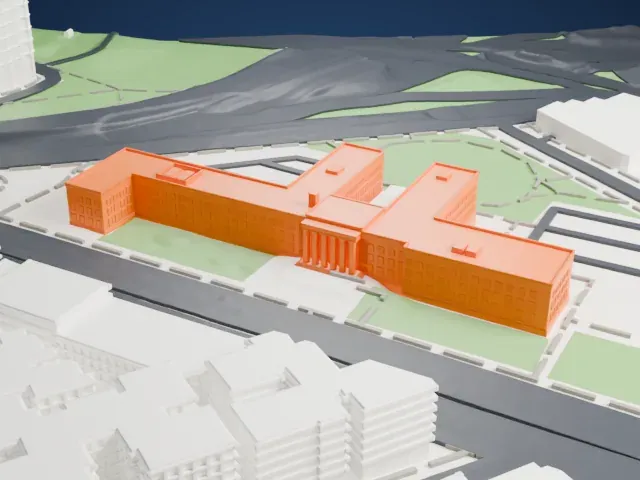 Queens Borough Hall model, South view