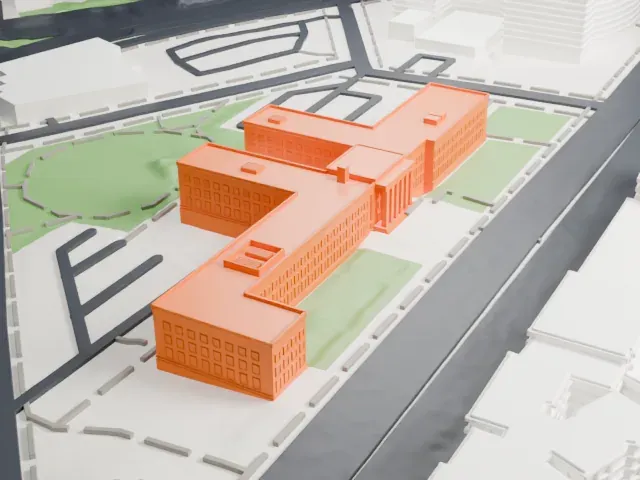 Queens Borough Hall model, West view
