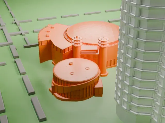 Queens Theatre model, West view