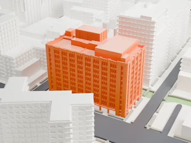 R. C. Williams Warehouse model, East view