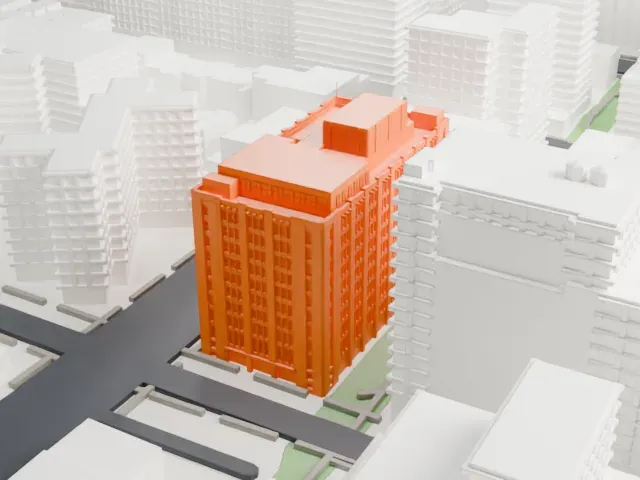 R. C. Williams Warehouse model, North view