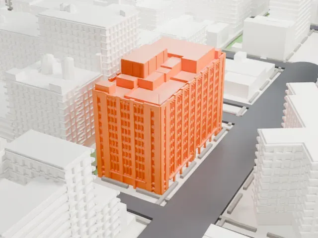 R. C. Williams Warehouse model, South view