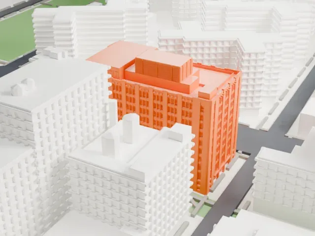 R. C. Williams Warehouse model, West view