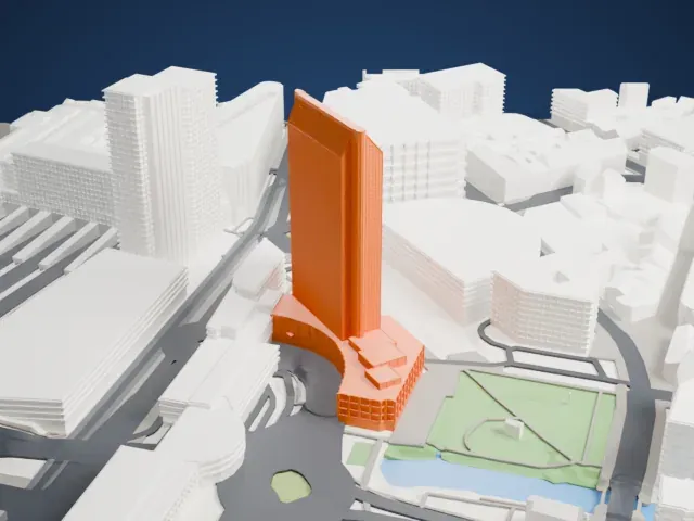 Radisson Blu Plaza Hotel, Oslo model, East view