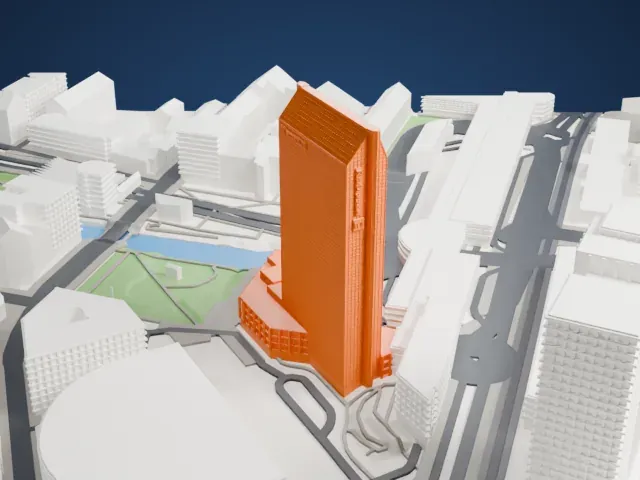 Radisson Blu Plaza Hotel, Oslo model, West view