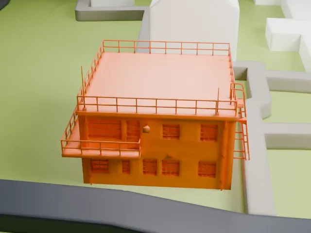 RAF Elvington control tower model, South view