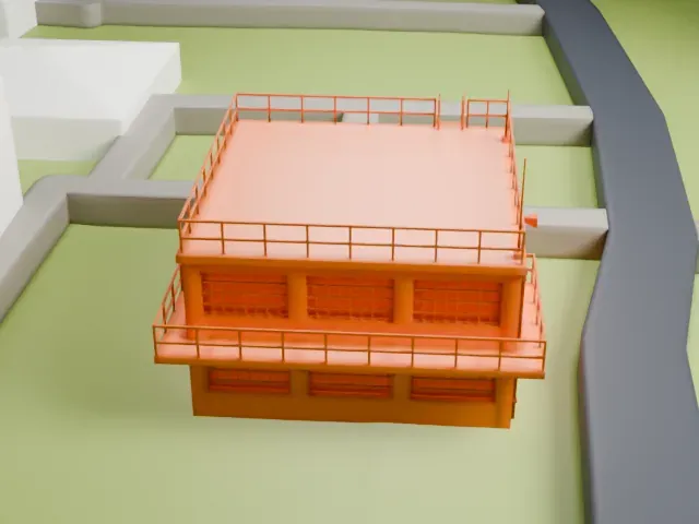 RAF Elvington control tower model, West view