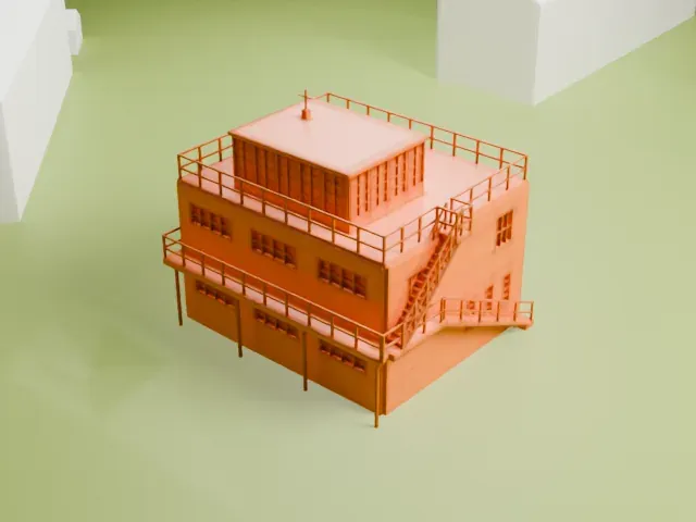 RAF Rougham control tower model, North view