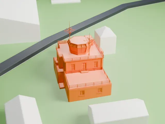 RAF Upper Heyford control tower model, East view