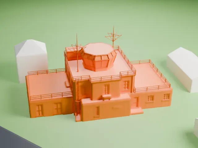 RAF Upper Heyford control tower model, South view