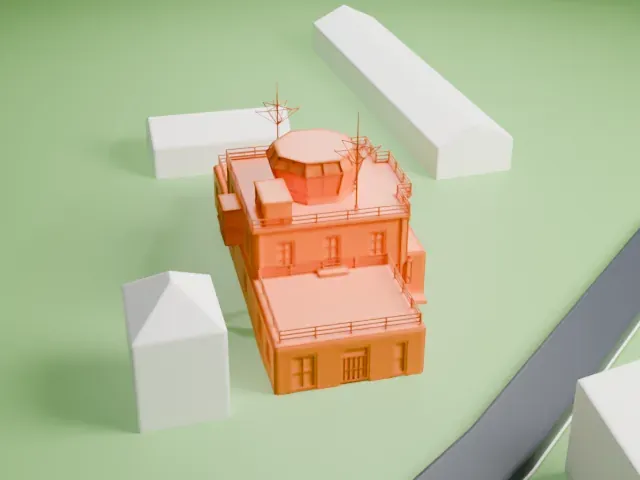 RAF Upper Heyford control tower model, West view
