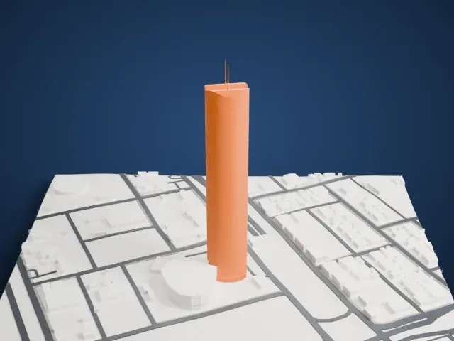 Rafal Tower model, North view