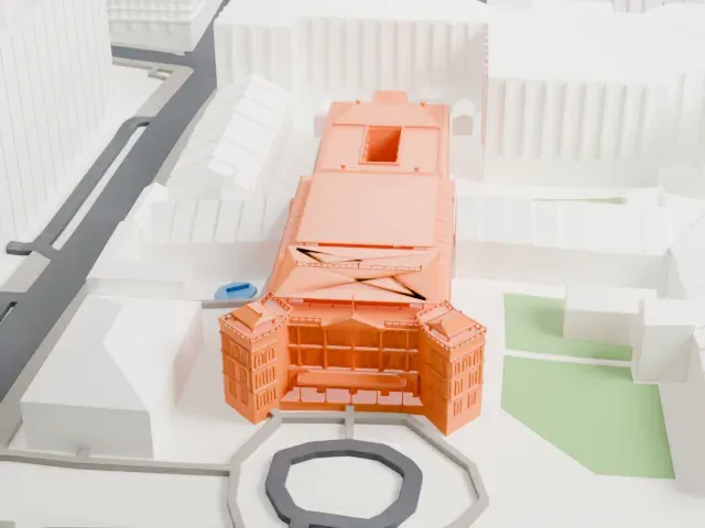 Raffles Hotel model, East view