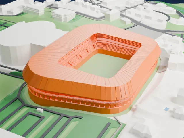 Raiffeisen Arena (Linz) model, East view