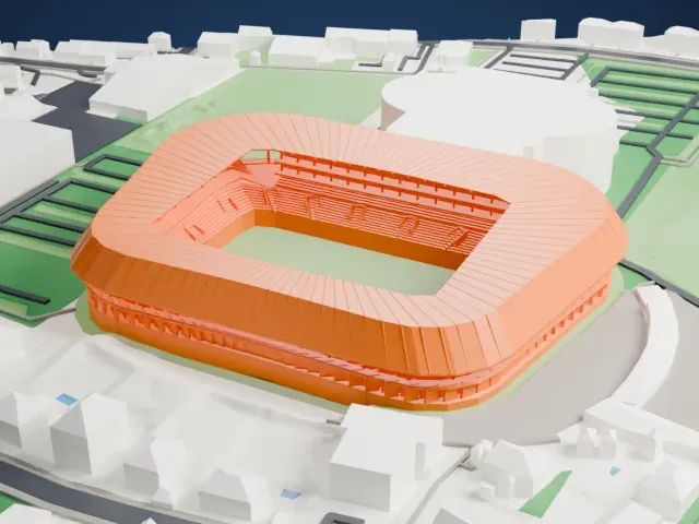 Raiffeisen Arena (Linz) model, North view