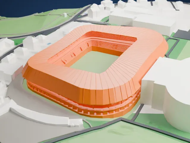 Raiffeisen Arena (Linz) model, West view