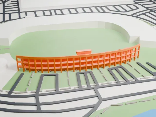 Ramat Gan Stadium model, West view