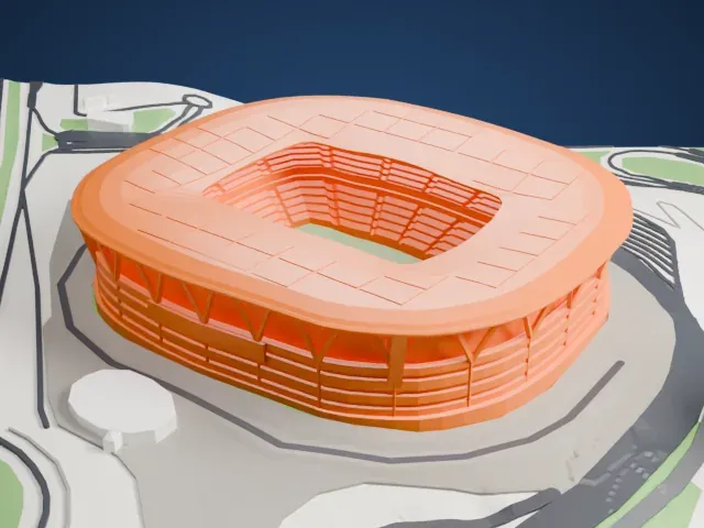 Rams Park model, East view