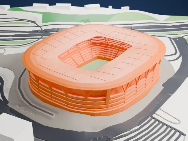 Rams Park model, North view
