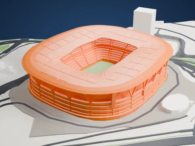 Rams Park model, South view