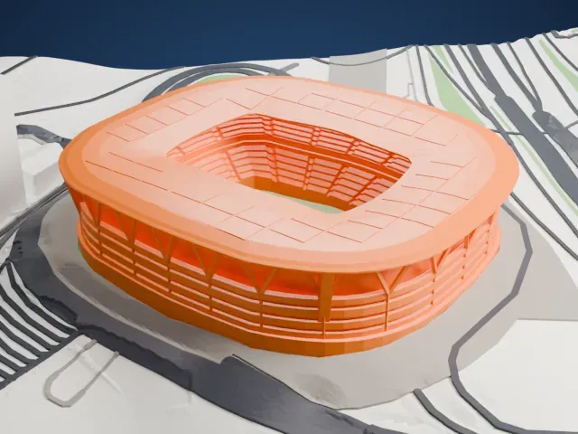 Rams Park model, West view