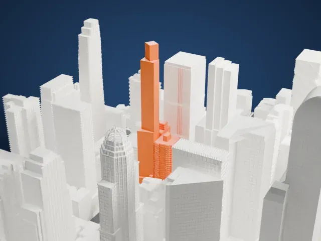 Random House Tower model, East view