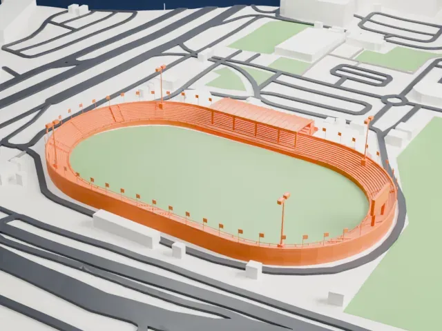 Rashid Stadium model, East view