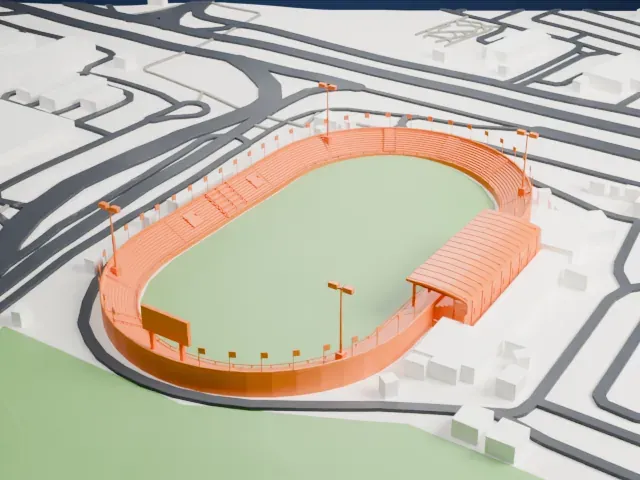 Rashid Stadium model, North view