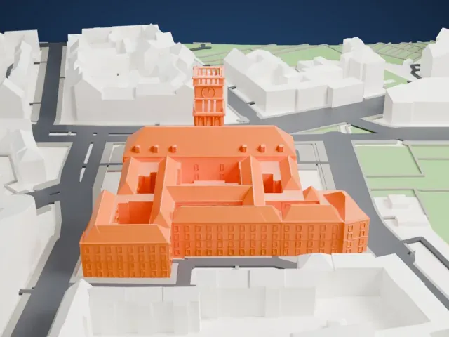 Rathaus Schöneberg model, West view
