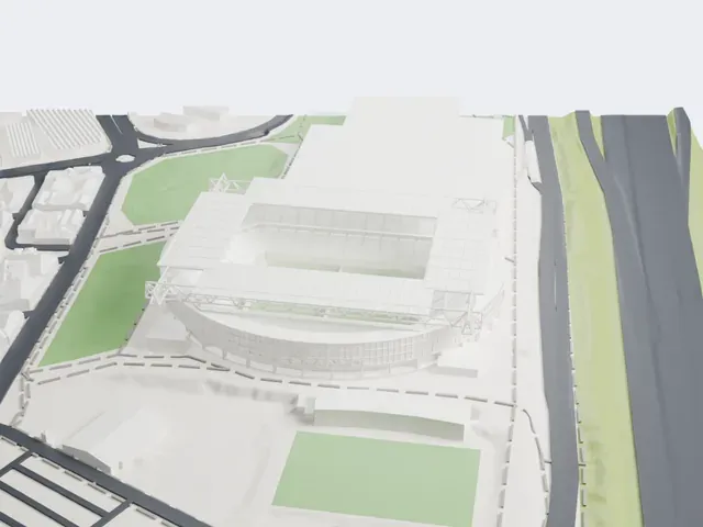 RCDE Stadium model, West view