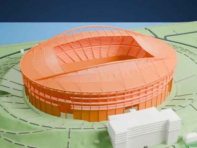 Red Bull Arena (Leipzig) model, East view