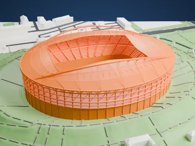Red Bull Arena (Leipzig) model, West view