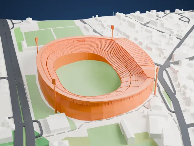 Red Star Stadium model, North view