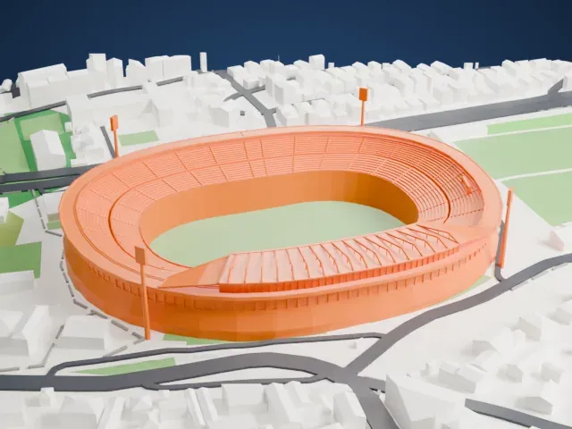 Red Star Stadium model, West view