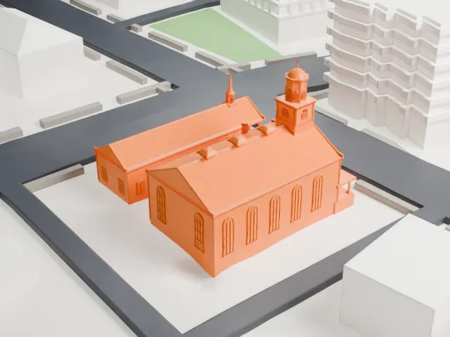 Reformed Church of Newtown model, West view