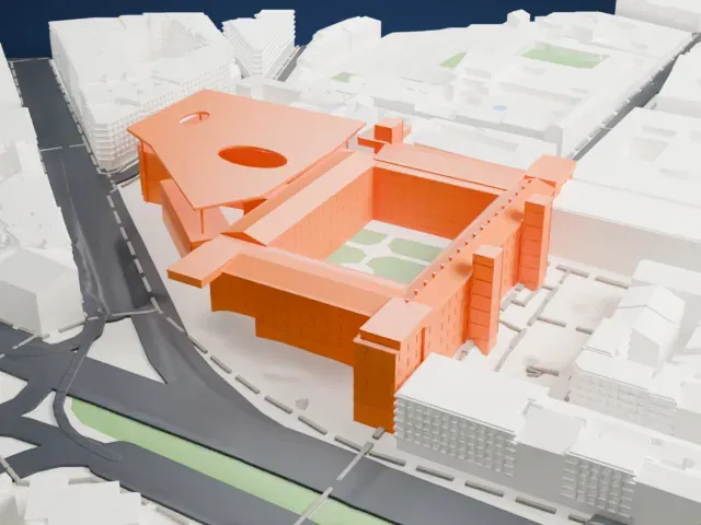 Museo Reina Sofía model, East view
