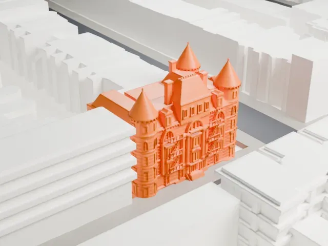 Renaissance Apartments model, East view