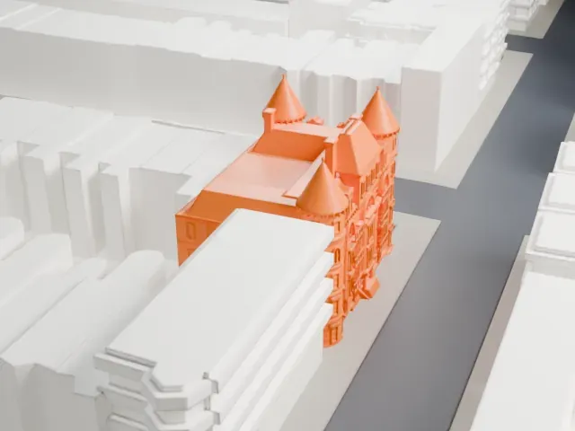 Renaissance Apartments model, South view